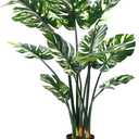 FOPAMTRI Artificial Variegated Monstera Deliciosa Plant 43" Fake Tropical Palm Tree, Perfect Faux Swiss Cheese Plant for Home Office Indoor Decoration, 11 Leaves