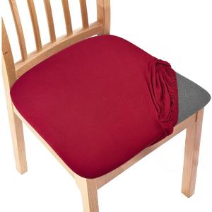 Gute Chair Seat Covers, Dining Room Chair Seat Covers with Ties, Stretch Solid Chair Covers Protectors for Dining Room Kitchen Chairs (4 Pcs, Wine Red)