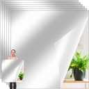 Queekay 6 Pcs Home Gym Mirrors 24'' x 24'' Acrylic Wall Mirror Tiles Sheets 2mm Thick Self Adhesive Frameless Wall Mounted Decor for Workout Bedroom Ceiling