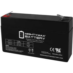 ML1.3-6 - 6 Volt 1.3 AH, F1 Terminal, Rechargeable SLA AGM Battery