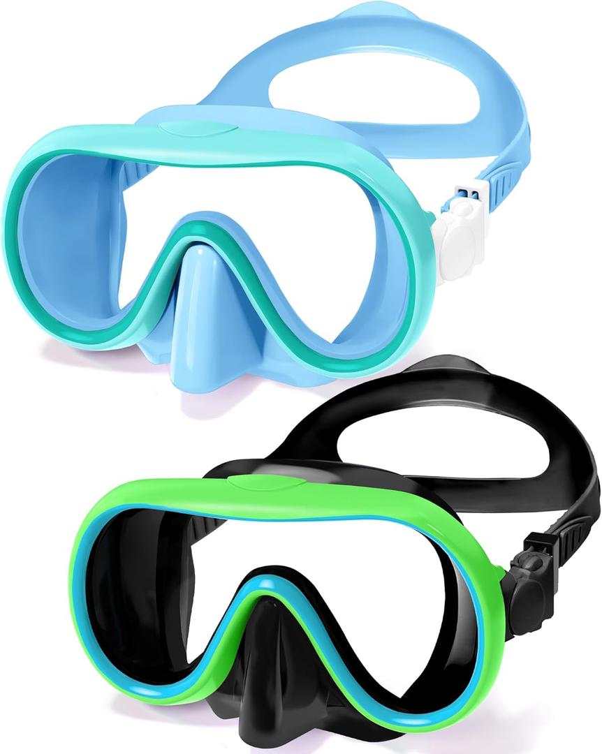 Seago 2 Pack Swim Goggles with Nose Cover, Goggles for Kids 6-14 Girls Boys Youth, Wide-Frame Swimming Goggles