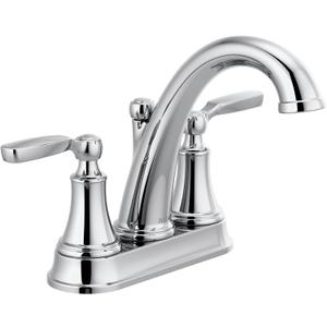 Delta Woodhurst Centerset Chrome Bathroom Faucet, 4 Inch 3 Hole Bathroom Sink Faucet for Vanity, Metal Push-Pop Drain Assembly, Chrome 2532LF-MPU