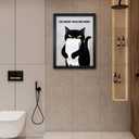 Sorbrozo Funny Black Cat Bathroom Wall Art Print Butt Napkin Quote Black and White Frame Humorous Home Decor 11x14in