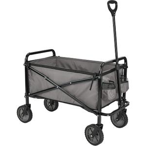 Amazon Basics Collapsible Folding Heavy Duty Utility Wagon for Outdoor Sports, 265 pounds Weight Capacity, Camping, Garden, and Shopping, 27.6 x 40.9 x 20 inches, Gray