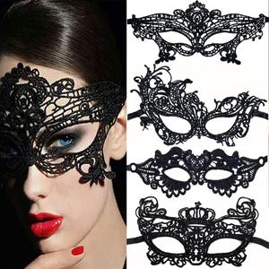 5 x Black Lace Eye Masquerade Mask for Women Halloween Party Cosplay Decoration Costume Accessories, Women's Prom Mask Disguise for Mardi Gras Party (Steady)