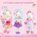 HUITEM Unicorn Toys for Girls Age 4-6, Ballerina Doll Stuffed Animal with 3 Set Clothes, Plush Bag, Accessories, 16 inch Unicorn Doll Toys Birthday Gift for 3 4 5 6 Year Old Little Girls