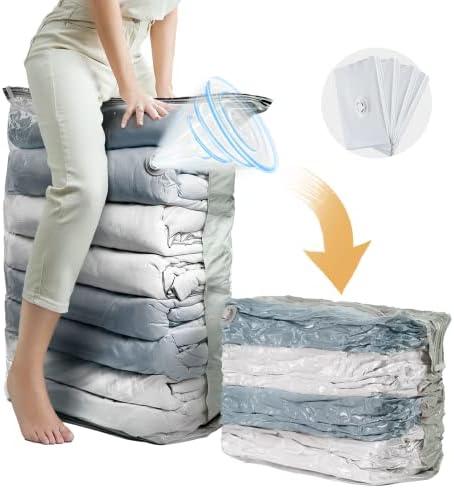 TAILI Vacuum Storage Bags 4 Pack, Jumbo Cube (31x40x15 Inch), Extra Large Vacuum Seal Bags for Clothing, Comforters, Blankets, Bedding, Sweater, Closet Organizers, Space Saving, Cream