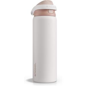 ENCOOL Leakproof Insulated Water Bottle with Straw Dual-Sip Water Bottle Bag-Safe Design for Work, Commute & Gym  Keeps Drinks Cold All Day, 32 oz, Coffee White