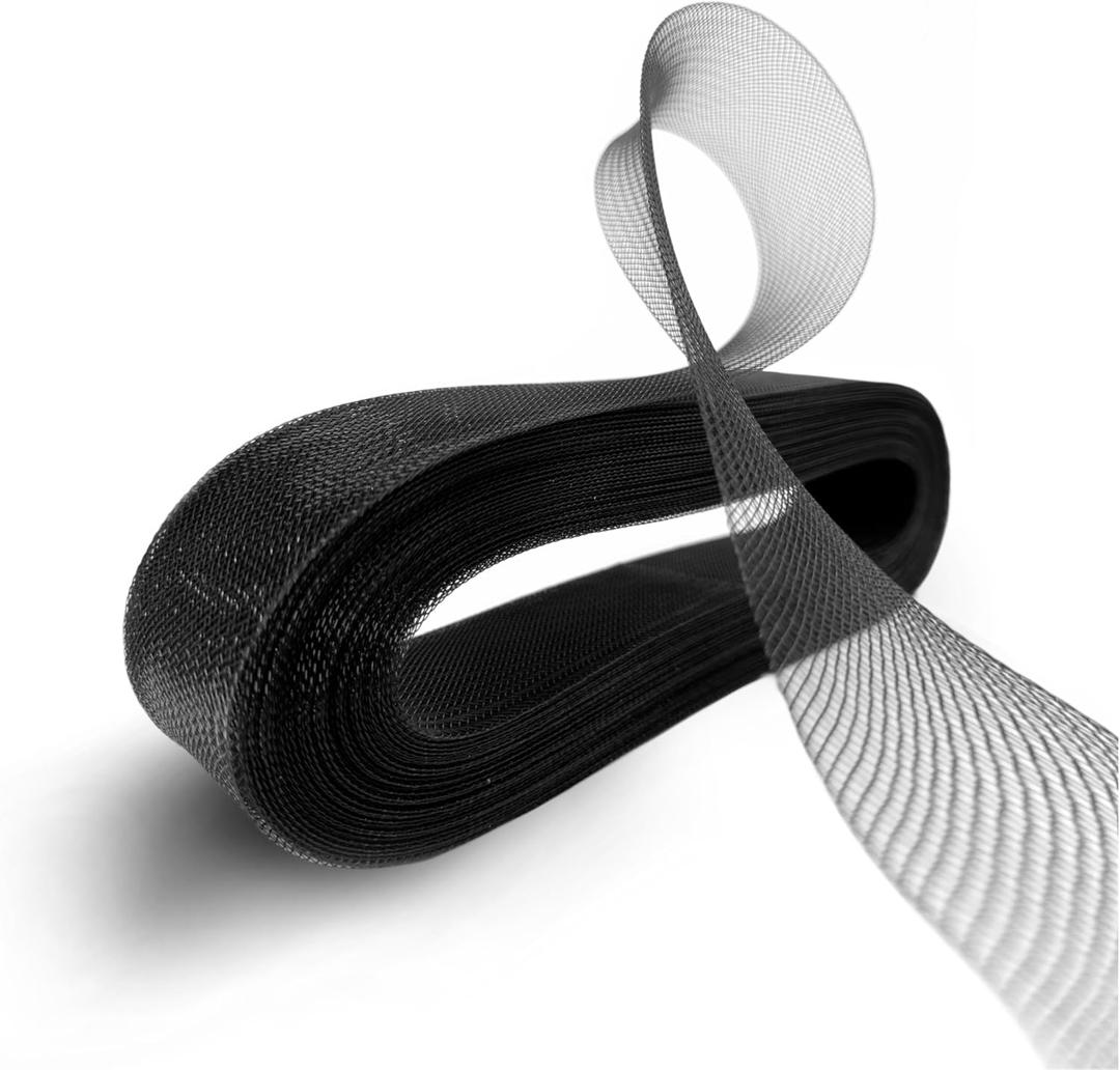 TopTrimming 50 Yards 3" Stiff Horsehair Braid (Black) Polyester Boning for Sewing Wedding Dresses, Dance Gowns and Accessories