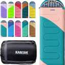 Camping Sleeping Bag, 32 Sleeping Bags for Adults Kids Teens Cold Weather Warm Sleeping Bag Winter for 3-4 Season Camping, Camping Gear Equipment, Traveling, and Outdoors (Emerald Green & Pink)