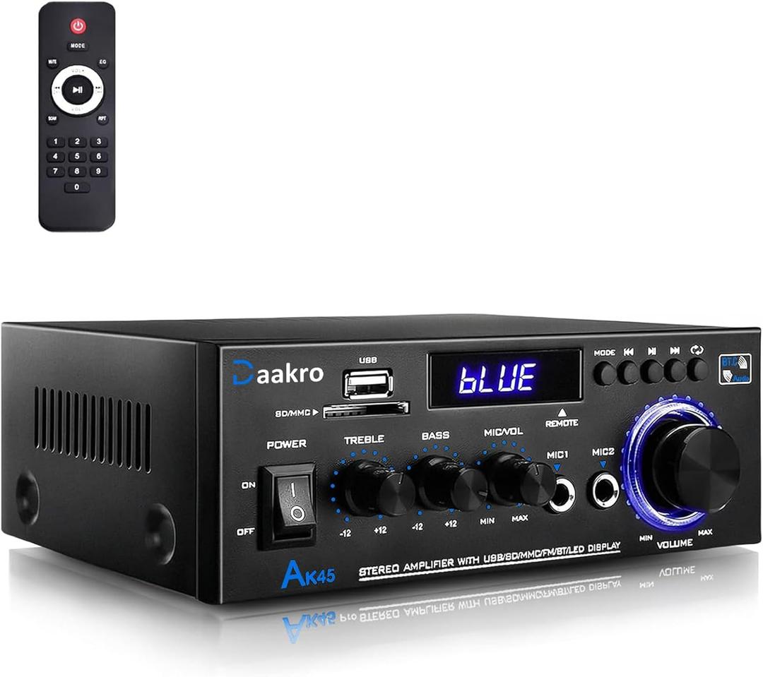 2025 New Upgrade AK45 Home Audio Amplifier,Bluetooth Stereo Receivers,Rated Power 50W+50W Amp, TPA3116 2 Channel Power Amplifier for Home Audio Outdoor Stereo Receiver for Passive Speakers
