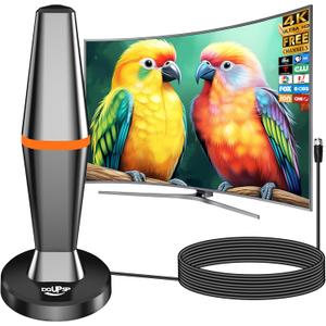 Digital TV Antenna for Smart Tv Indoor Antenna for Tv Without Cable with 360 Reception, Strong Magnetic Base tv Antenna for Local Channels -10ft Long Cables