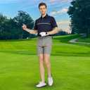M MAELREG Golf Shirts for Men Short Sleeve Regular Fit Moisture Wicking Performance Casual Striped Print Mens Polo Shirts (M)
