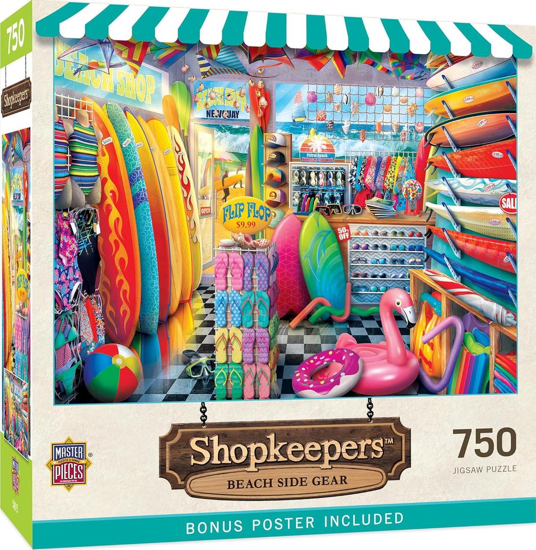 Masterpieces 750 Piece Jigsaw Puzzle for Adults and Family - Beach Side Gear - 18"x24"