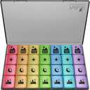Extra Large Weekly Pill Organizer 4 Times a Day, Fullicon XXL Large Pill Box, 7 Day Medicine Organizer, Black Pill case for Vitamin/Fish Oil/Supplements (Multicolor)