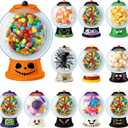 Containlol 48 Pack Halloween Cards Gifts with Bubble Gum Machine Designs Trick or Treat Candy Holder Cards with Clear Round Adhesive Shaker Pouches for School Classroom Halloween Exchange Gifts