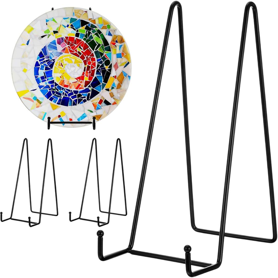 4 Pack 10 Inch Large Plate Stands for Display,Metal Plate Holder Stand Picture Stand,Tabletop Easel Stand for Pictures, Decorative Plate, Photo Easel and Artistic Work