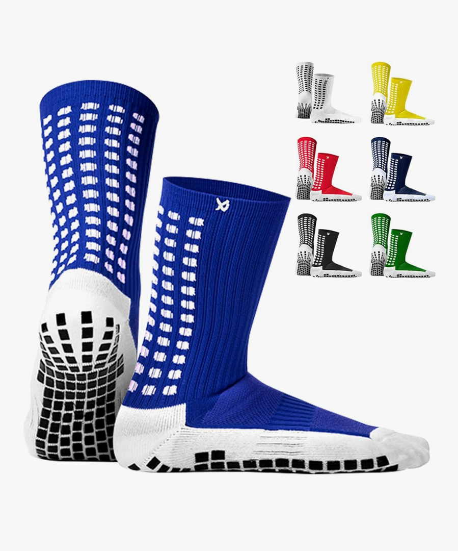 Lux Dual Grip Socks - Soccer Grip Socks for Men and Women. GripArray Performance & Comfort Blue