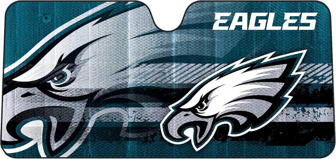 Fanmats NFL Windshield Sun Auto Shade, Sun Shield Sun Visor Accordion tri-fold for Storage 59" x 29.5", Colorful Team Design