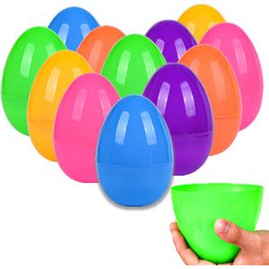 12PCS Large Plastic Easter Eggs, Fillable 6" Bright Easter Eggs, Assorted Colors for Easter Eggs Hunt, Easter Basket Stuffer, Filling Treats and Classroom Prize Suppy, Easter Party Favor