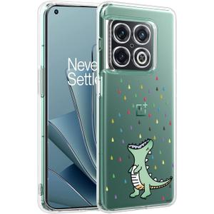 Unov Case Designed for OnePlus 10 Pro 5G, Crystal Clear Phone Case with [Anti-Slip Embossed Pattern], Shockproof Slim Protective [Anti-Yellowing TPU] Back Cover, Rainbow Dinosaur