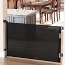 Cumbor Baby Gate Dog Gate Retractable for Stairs Indoor, Extends up to 55" Wide Mesh Dog Gate for Doorways, 34" Tall Safety Dog Gates for The House, Easy to Use Pet Gate for Stairway & Outdoors, Black