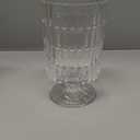 VanEnjoy Pedestal Base Glass Vase Wide Mouth vases for Flowers, Embossed Flower Vase Decorative for Home Office Wedding Holiday Party - 9 inches Stripe