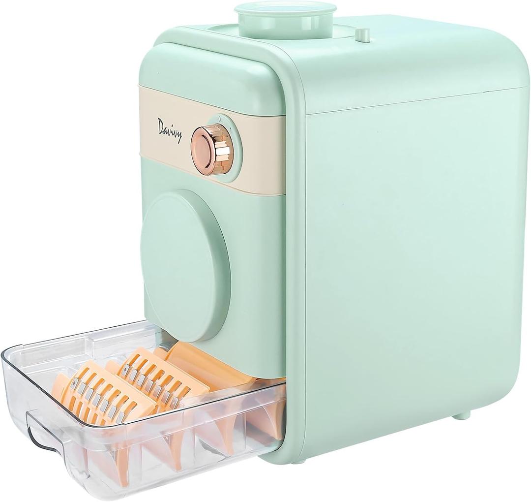 Davivy Electric Cheese Grater,Automatic Rotary Cheese Grater with Container, Salad Maker with 3 Interchangeable Stainless Steel Blades,Built-in Storage Drawer,Large Chute,Quiet Motor,Celadon Green