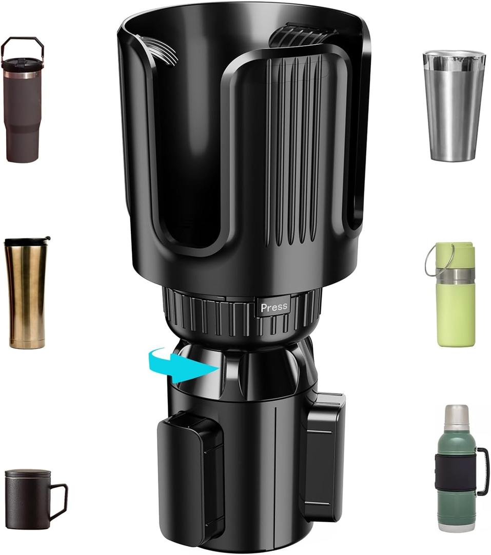 Car Cup Holder Expander with Adjustable Offset Base, All Purpose Cupholder Extender for car with Expandable, Univeral for Most Popular Large Travel Drink Bottles Hydro Owala Mugs etc. (Medium)