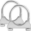1.25" U Bolt Clamp, Muffler Exhaust Clamps,1-1/4 Inch Saddle Style Heavy Duty Mild Steel(2-Pack)