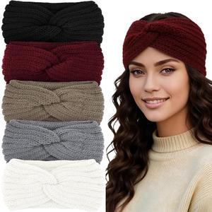 YARIEW Winter Headbands for Women Ear Warmers Warm Headbands for Women Winter Accessories Knitted Headband Thick Crochet Head Wraps Stocking Stuffers Gifts Black White Brown Gray Burgundy
