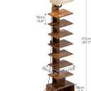 HOOBRO Narrow Bookshelf, 9-Tier Bookshelf with Light, Spine Book Shelf for Small Apartment, Tall Floor Standing Book Organizer, for Living Room, Office, Bedroom, Rustic Brown FG09DSJ01, 13.8"L x 9.4"W x 67.7"H