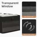 2 x STORAGE MANIAC 4 Pack Storage Bins with Clear Window, Storage Boxes for Shelves, Sturdy Foldable Closet Organization Fabric Shelf Basket for Toy, Towel, Book, Jeans, Offices, Dorm, Wardrobe, Black