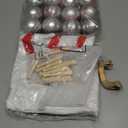 Syhood 26 Pcs Baseball Christmas Decor Set Include 12 Sports Ball Ornaments 36'' Print Christmas Tree Skirt 12 Wooden Sports Bat Ornaments and Rope for Home Xmas Holiday Party