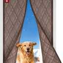 AEOCOO Insulated Door Curtains, Fit Size up to 36 x 80 Inches for Doorways/Front/Back/Basement, Magnetic Thermal Door Cover for Winter, Oxford Filled with Thick Cotton to Keep Warm, Brown, Diamond