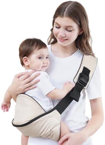 GAGAKU Toddler Carrier Adjustable Padded Sling Portable Ergonomic Baby Holder Carrier with Non-Slip Seat for 6-36 Months Infants & Toddlers (14-35 lbs)-Cream