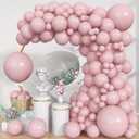 Pink Balloons, 113Pcs Different Sizes Boho Blush Pink Balloon Arch Garland Kit 18/12/10/5 Inch, Dusty Retro Vintage Rose Latex Helium Balloon for Birthday Boho Baby Shower Wedding Party Decorations