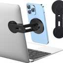 Magnetic Phone Holder for Laptop for MagSafe for iPhone 17/16/15/14/13/12 & All Phones, 180Adjustable Phone Side Mount for Computer Monitor for Tesla, Desktop Cell Phone Bracket (Black)
