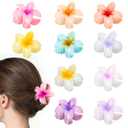 HAPTIME 10 Pack Flower Claw Clips for Women, Preppy Hair Clips, Plumeria Hair Clip, Hawaiian Flower Hair Clips, Gifts for Women Teen Girls