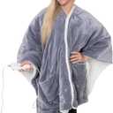 Snuggie Heated Wrap - Wearable Heated Electric Blanket with 4 Heat Settings, Auto Off, 50" x 60" Machine Washable, Warm, Cozy, Super Soft Sherpa, Functional Shawl for Adults- Grey