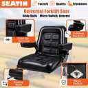 SEATIN Universal Forklift Seat with Adjustable Mounting Holes, Armrests & Micro Switch Foldable Tractor Seat for Mowers,Skid Steer Loaders,Backhoe,Telehandler (with armrest)