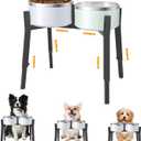 Dog Bowl Stand Elevated, Raised Pet Food & Water Riser for 6.7-10.6" Wide Bowls, Metal Dog Bowl Holder for Small Medium Large Dogs, 2-in-1 Design, Adjusts to 9.8", 11.8", 13.4" Tall(Stand Only)