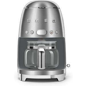 Smeg 50's Retro Style Aesthetic Drip Coffee Machine with 10 Cup Glass Carafe, Auto Start Feature, Keep Warm Plate, and Two Coffee Strength Settings (Brushed Stainless Steel)