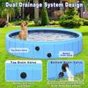 Foldable Dog Pool with Sprinkler, 106" Extra Large Non-Slip Dog Swimming Pool, 2-in-1 Outdoor Backyard Pet Bathing Tub with Drain Plug for Dogs Kids Pets Ducks