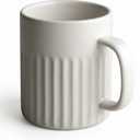 Goodies White Ribbed Coffee Mugs 1 Pack, Handmade Ceramic, Glazed, Dishwasher Safe, Microwave Safe, Secure Grip, Ergonomic Shape, Modern, 9 oz