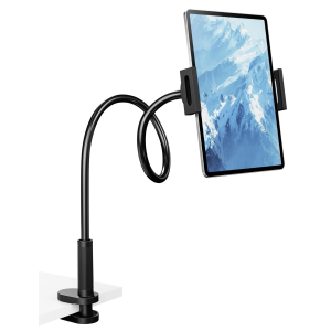 Flexible Gooseneck Tablet Holder, 360° Adjustable Phone Mount with Sturdy Clamp for Desk/Bed/Kitchen, Compatible with iPad Air Pro Mini iPhone/Samsung Galaxy Tabs/4.7~12.9"