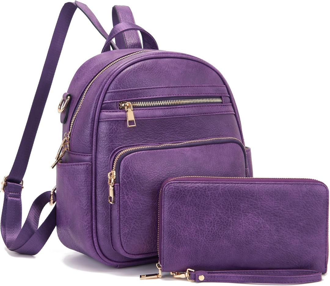 Idesort Small Backpack Purse for Women Girls Cute Backpacks Purse set with Wallet Convertible Shoulder bag (Purple) Idesort Small Backpack Purse for Women Girls Cute Backpacks Purse set with Wallet Convertible Shoulder bag (Purple)