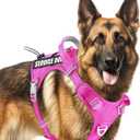 BARKBAY Service Dog Vest Tactical Dog Harness Medium Large Sized Dog Tags Personalized No Pull Adjustable Harness Reflective K9 Working Training Easy Control Military Molle System (Pink,L)