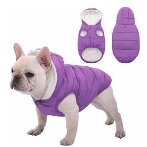 Fleece Hoodie for Dogs - Windproof Waterproof Coat, Winter Warm Jacket, Cold Weather Pet Apparel Clothes Vest for Small Medium Dogs (S, Purple)