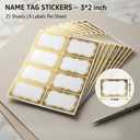 Gold Name Tag Stickers 200 PCS, 2" x 3" Blank Adhesive Labels with Elegant Gold Border, Writable Sticker Labels for Classroom, School, Office Organization, File Folders, Storage, Meetings & Events